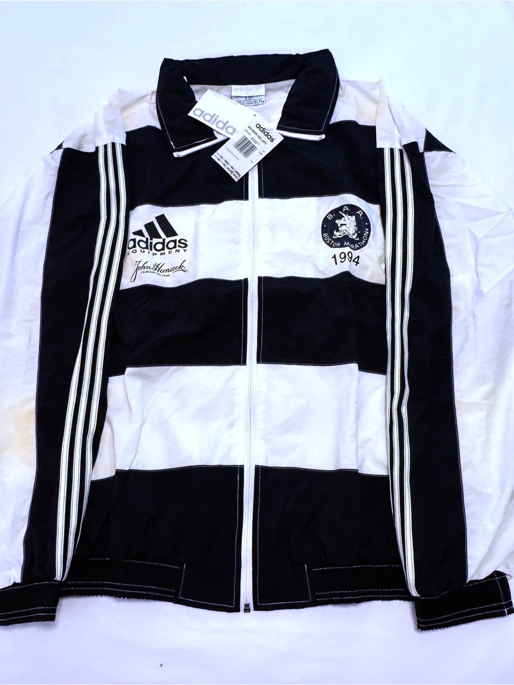 Vintage 1994 BOSTON MARATHON adidas (XL) Running Jacket-Black&White-NEW W/ TAGS - Picture 1 of 9